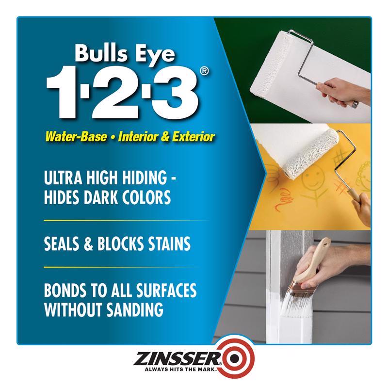 Zinsser Bulls-Eye 1-2-3 White Water-Based Styrenated Acrylic Primer and Sealer 1 qt - Case of 6
