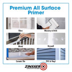Zinsser Bulls-Eye 1-2-3 White Water-Based Styrenated Acrylic Primer and Sealer 1 qt - Case of 6