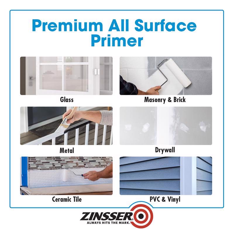 Zinsser Bulls-Eye 1-2-3 White Water-Based Styrenated Acrylic Primer and Sealer 1 qt - Case of 6