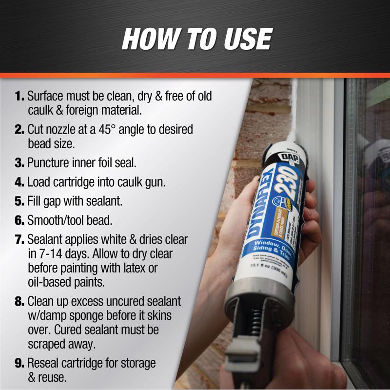 DAP Dynaflex 230 Clear Premium Latex Door/Siding/ Window Sealant 10.1 oz - Case of 12