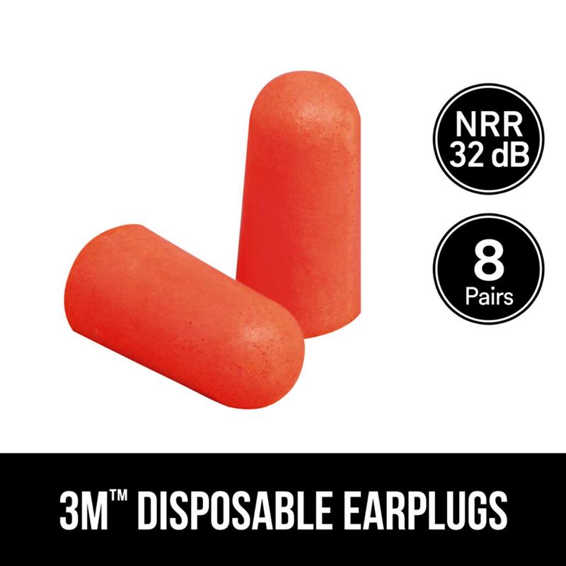 3M 32 dB Soft Foam Earplugs Orange 8 pair