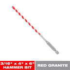 Diablo SPEEDemon 3/16 in. X 6 in. L Carbide Tipped Red Granite Hammer Drill Bit Hex Shank 1 pk