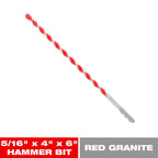 Diablo SPEEDemon 5/16 in. X 6 in. L Carbide Tipped Red Granite Hammer Drill Bit Hex Shank 1 pk