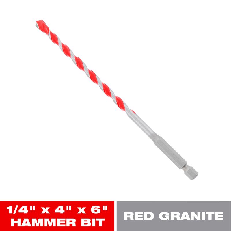 Diablo SPEEDemon 1/4 in. X 6 in. L Carbide Red Granite Hammer Drill Bit Hex Shank 1 pk