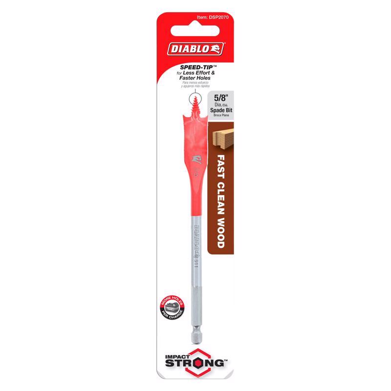 Diablo 5/8 in. X 6 in. L High Speed Steel Clean Wood Spade Bit Hex Shank 1 pk