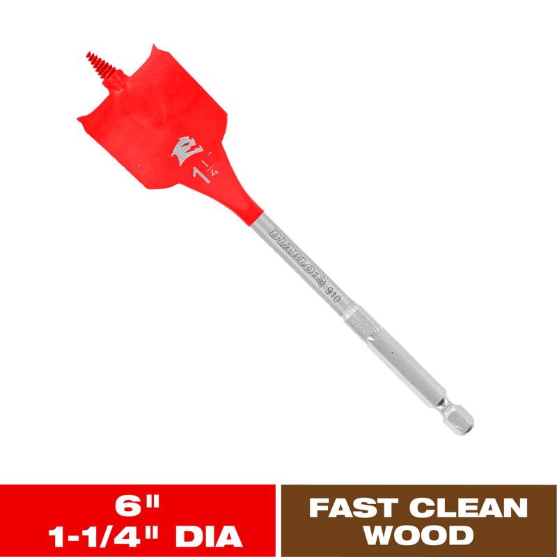 Diablo 1-1/4 in. X 6 in. L High Speed Steel Clean Wood Spade Bit Hex Shank 1 pk