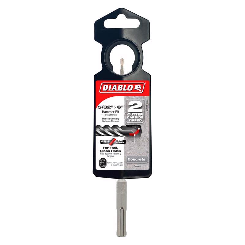 Diablo 5/32 in. X 6 in. L Carbide Tipped 2-Cutter Hammer Drill Bit SDS-Plus Shank 1 pk