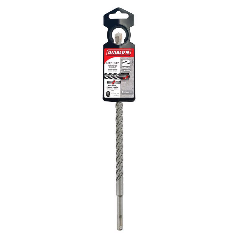 Diablo 1/2 in. X 12 in. L Carbide Tipped 2-Cutter Hammer Drill Bit SDS-Plus Shank 1 pk