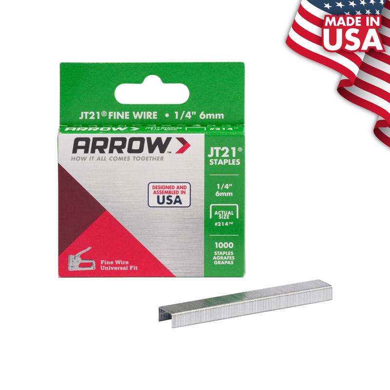 Arrow JT21 7/16 in. W X 1/4 in. L Flat Crown Fine Wire Staples 1000 pk - Case of 5