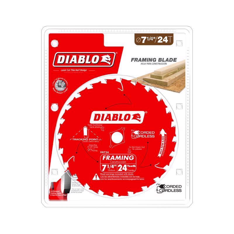 Diablo Tracking Point 7-1/4 in. D X 5/8 in. TiCo Hi-Density Carbide Framing Blade 24 teeth 1 pk - Case of 10