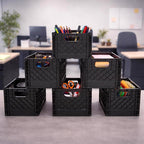 Organize-it Black Miniature Storage Bin 5.5 in. H X 6.5 in. W X 6.5 in. D Stackable