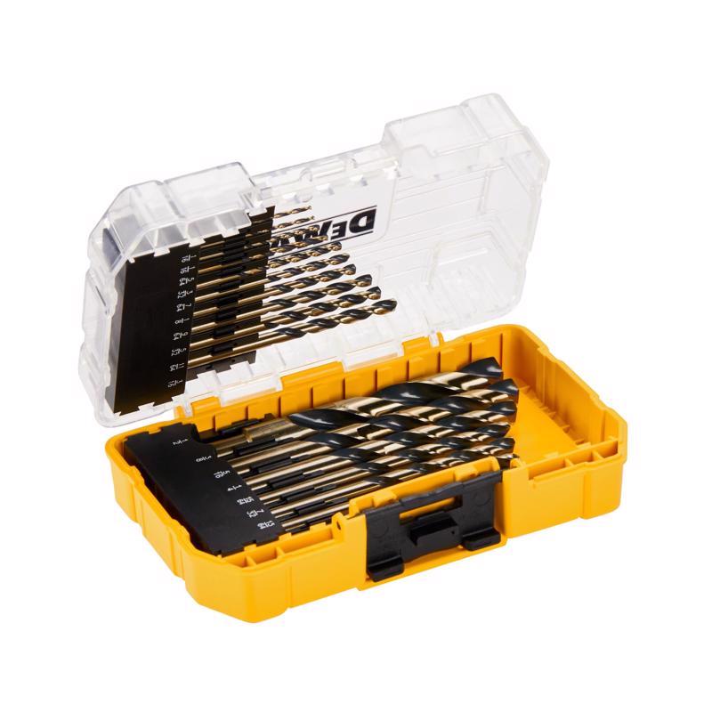 DeWalt BLACK & GOLD Assorted High Speed Steel Split Point Drill Bit Set Straight Shank 20 pc
