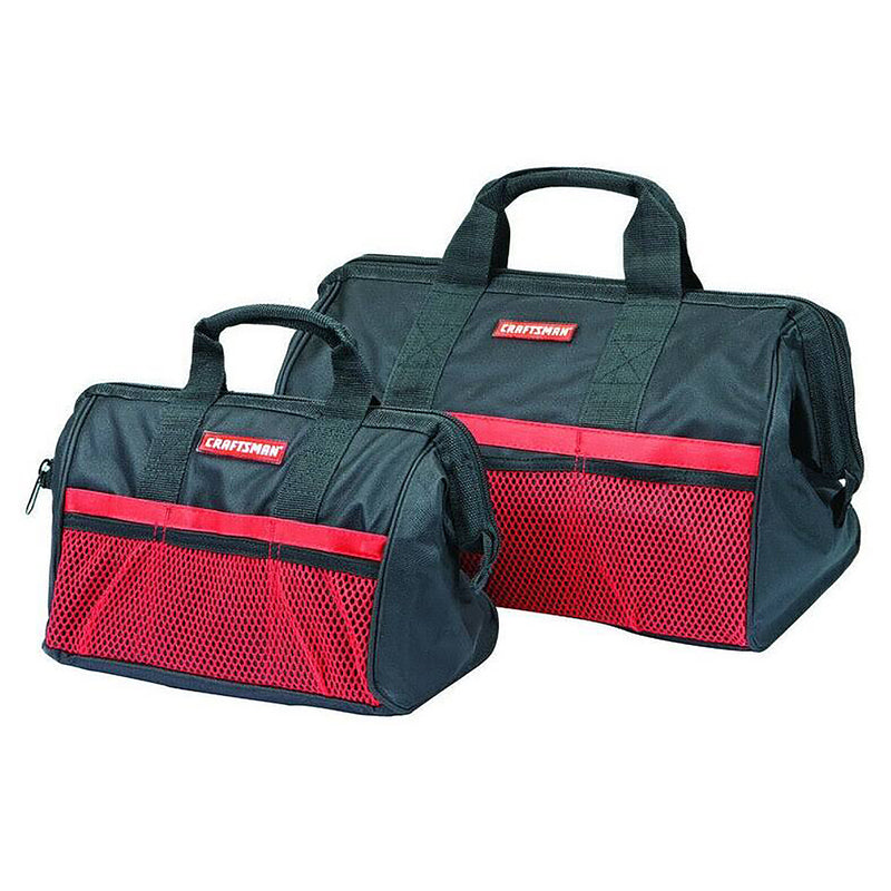 CRAFTSMAN 13 in. W X 18 in. H Ballistic Nylon Tool Bag Set Black/Red 2 pc