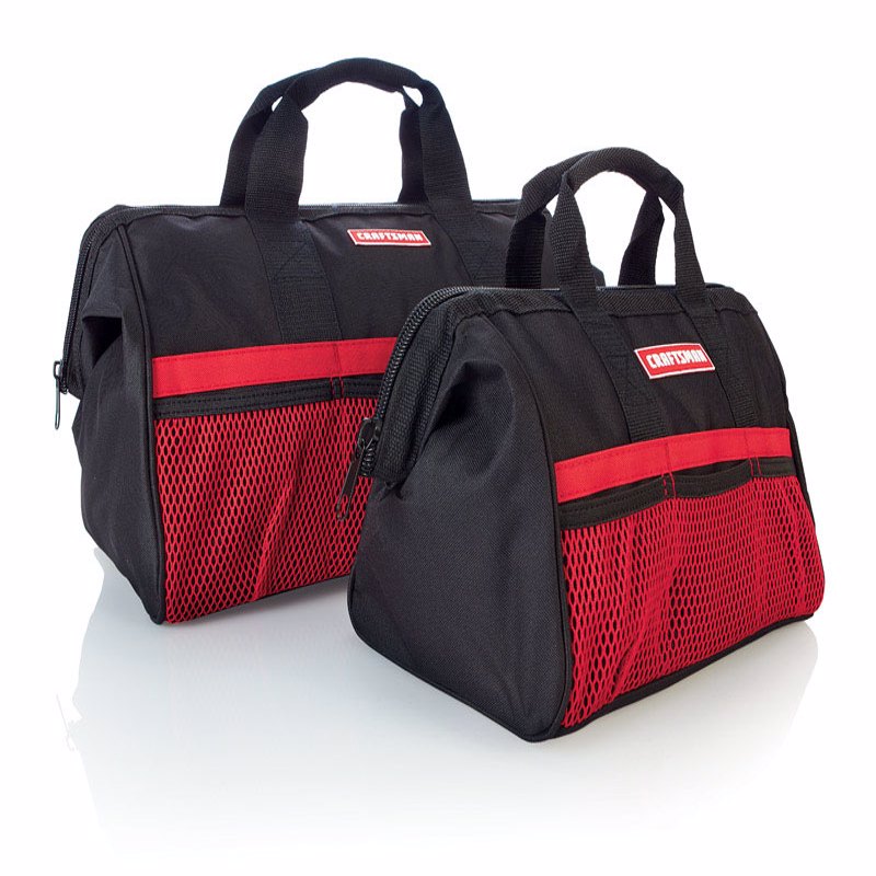CRAFTSMAN 13 in. W X 18 in. H Ballistic Nylon Tool Bag Set Black/Red 2 pc