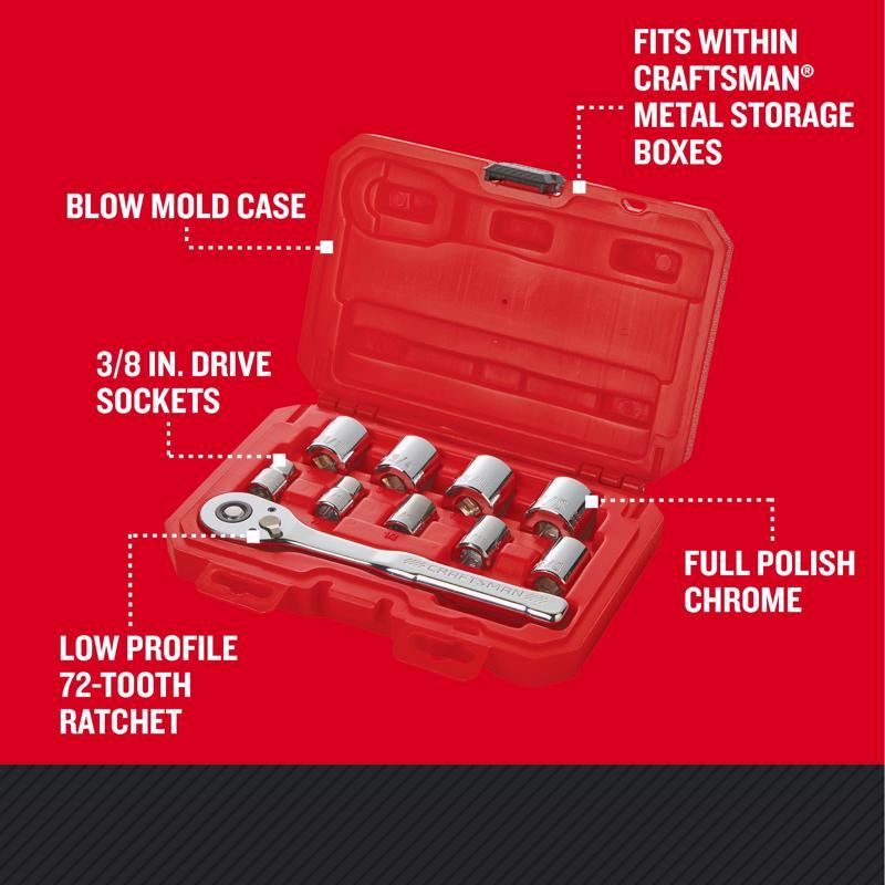 CRAFTSMAN 3/8 in. drive SAE 6 Point Socket Set 10 pc