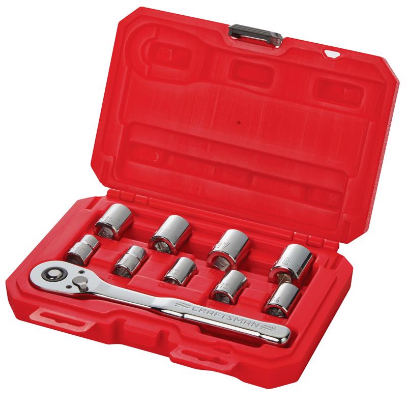 Craftsman Assorted X 3/8 in. drive Metric 6 Point Standard Socket 10 pc