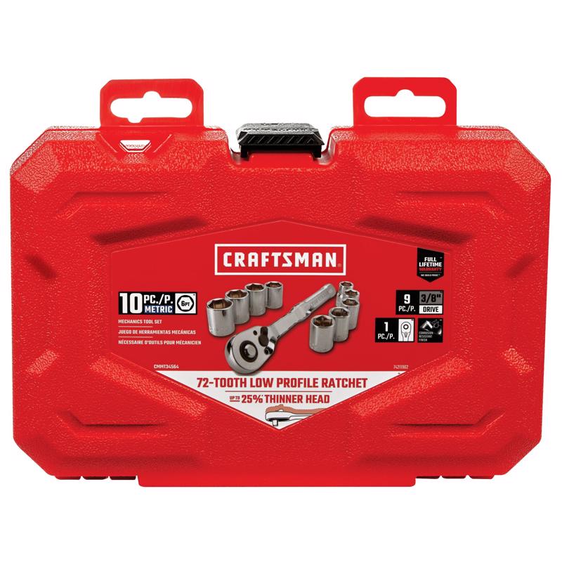 Craftsman Assorted X 3/8 in. drive Metric 6 Point Standard Socket 10 pc