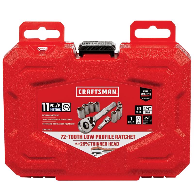 Craftsman 1/4 in. drive Metric 6 Point Socket and Ratchet Set 11 pc