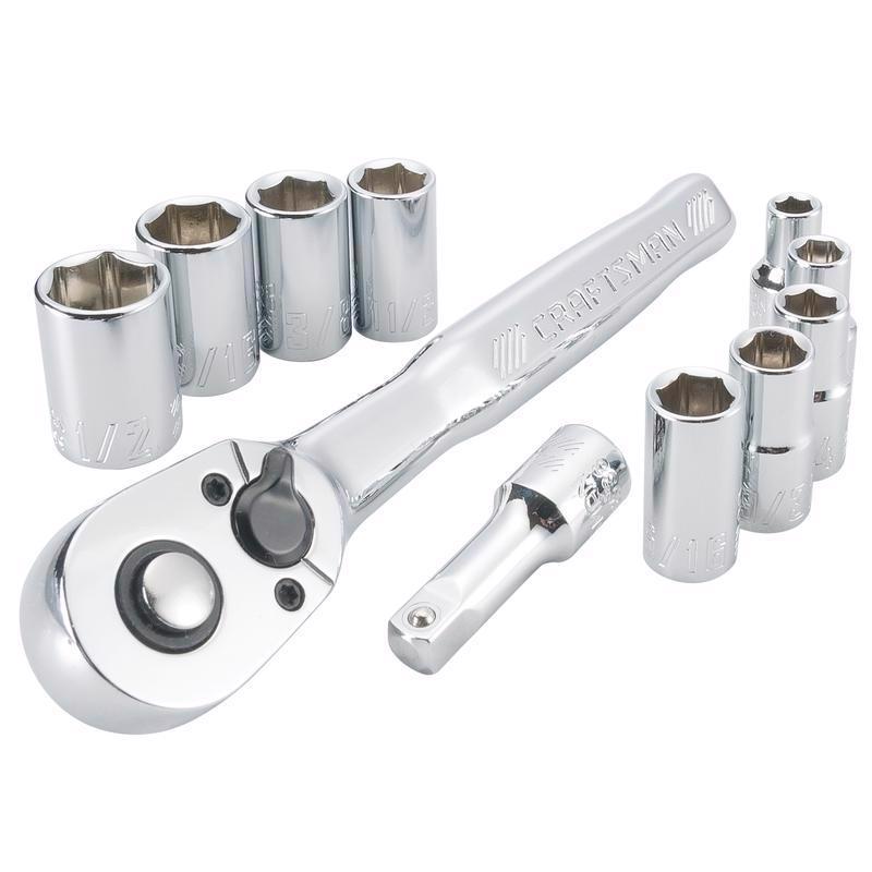 Craftsman 1/4 in. drive SAE 6 Point Socket and Ratchet Set 11 pc
