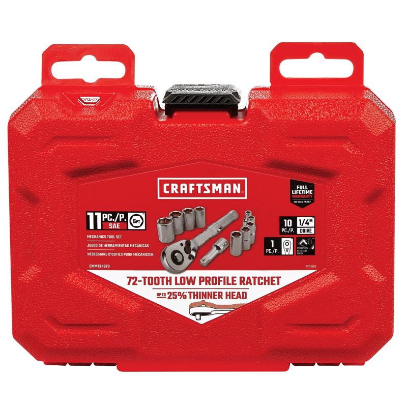 Craftsman 1/4 in. drive SAE 6 Point Socket and Ratchet Set 11 pc