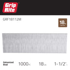 Grip-Rite 1-1/2 in. L X 18 Ga. Straight Strip Electro Galvanized Finish Nails 1000 pk