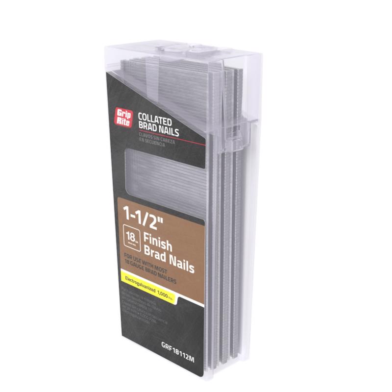 Grip-Rite 1-1/2 in. L X 18 Ga. Straight Strip Electro Galvanized Finish Nails 1000 pk
