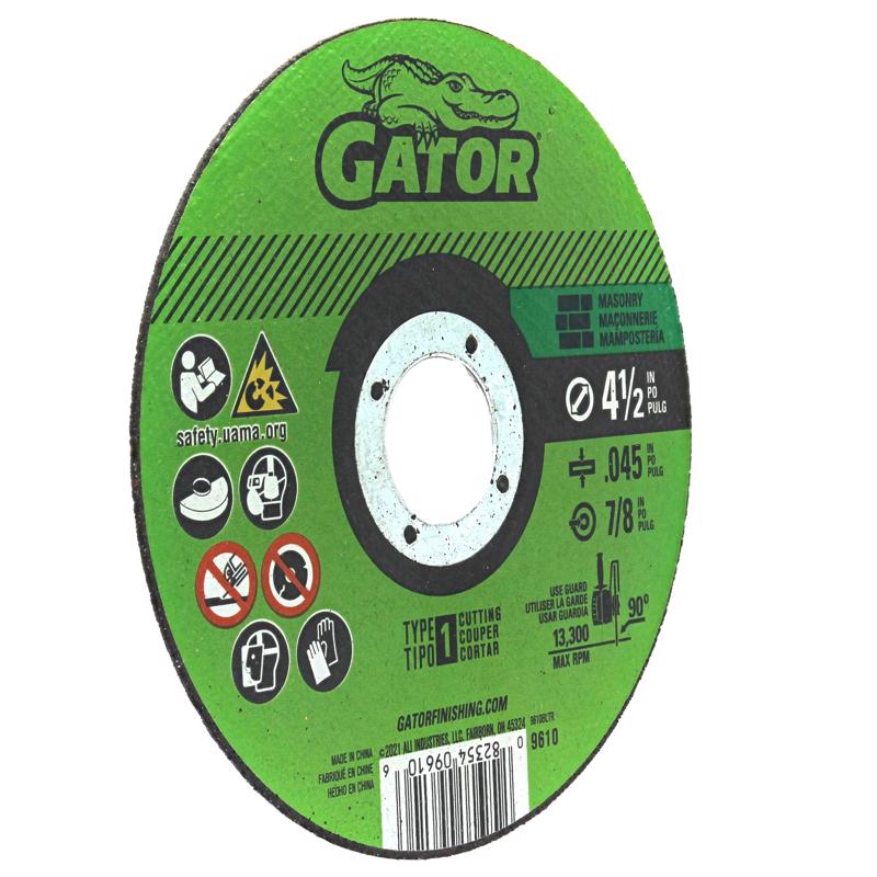 Gator 4-1/2 in. D X 7/8 in. X .045 in. thick Aluminum Oxide Type 1 Masonry Cut-Off Wheel 1 pc