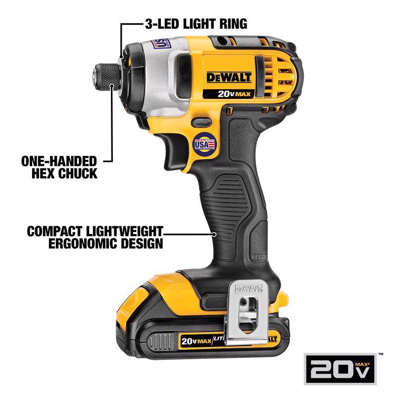 DEWALT 20V MAX Cordless Brushed 2 Tool Compact Drill and Impact Driver Kit