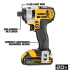 DEWALT 20V MAX Cordless Brushed 2 Tool Compact Drill and Impact Driver Kit