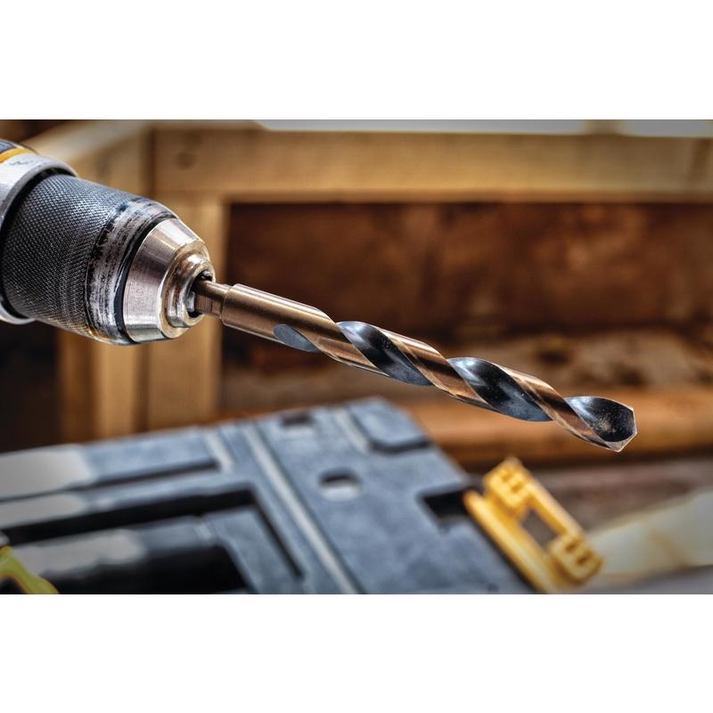 DeWalt Black & Gold 1/4 in. X 4 in. L High Speed Steel Split Point Drill Bit Round Shank 1 pc