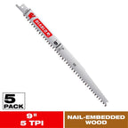 Diablo 9 in. Bi-Metal Pruning & Fast Clean Wood Reciprocating Saw Blade 5 TPI 5 pk