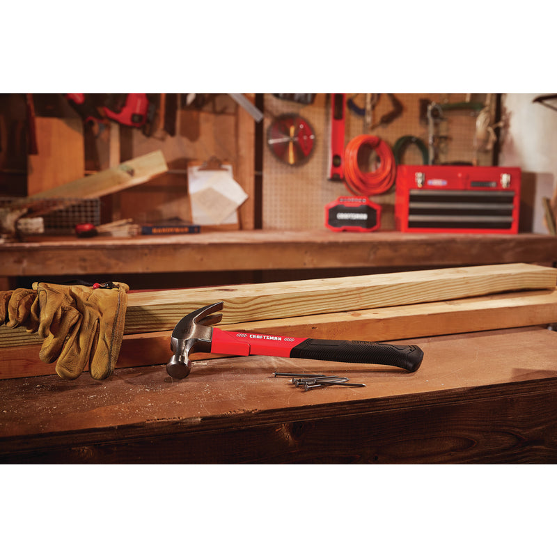 CRAFTSMAN 16 oz Smooth Face General Purpose Claw Hammer 10.75 in. Fiberglass Handle