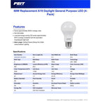 Feit A19 E26 (Medium) LED Bulb Daylight 60 Watt Equivalence 4 pk - Case of 12