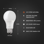 Feit A19 E26 (Medium) LED Bulb Soft White 40 Watt Equivalence 4 pk