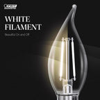 Feit White BA10 E12 (Candelabra) Filament LED Bulb Soft White 40 Watt Equivalence 4 pk