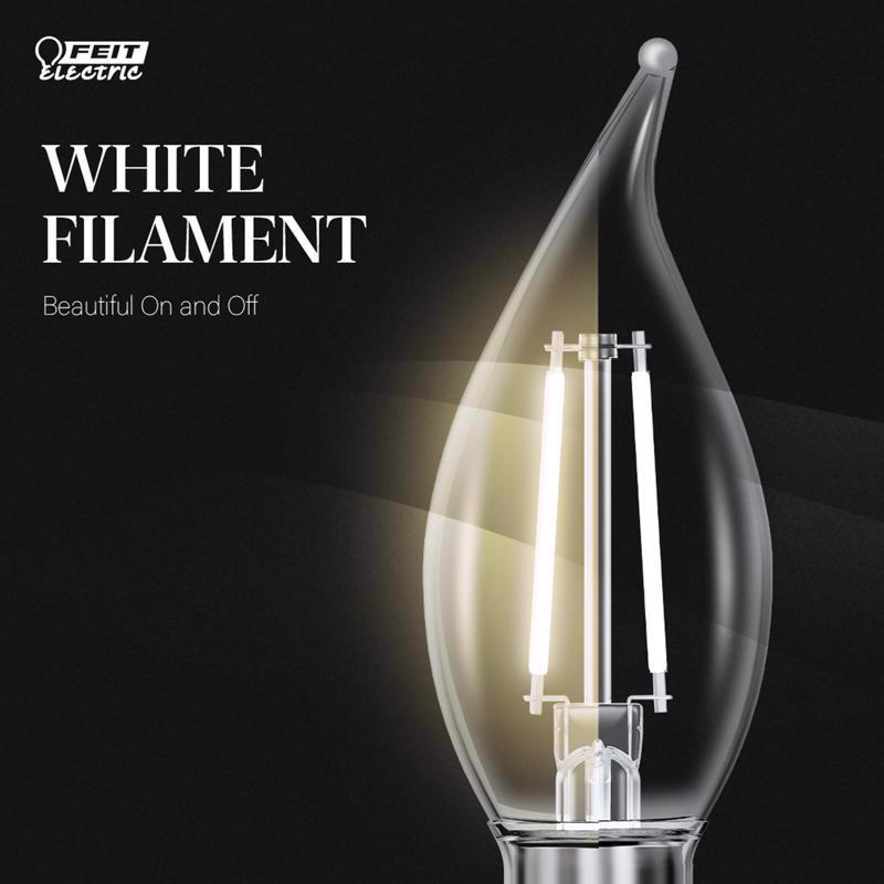Feit White BA10 E12 (Candelabra) Filament LED Bulb Soft White 40 Watt Equivalence 4 pk