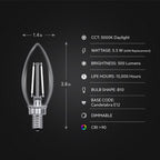 Feit White B10 E12 (Candelabra) Filament LED Bulb Daylight 60 Watt Equivalence 2 pk