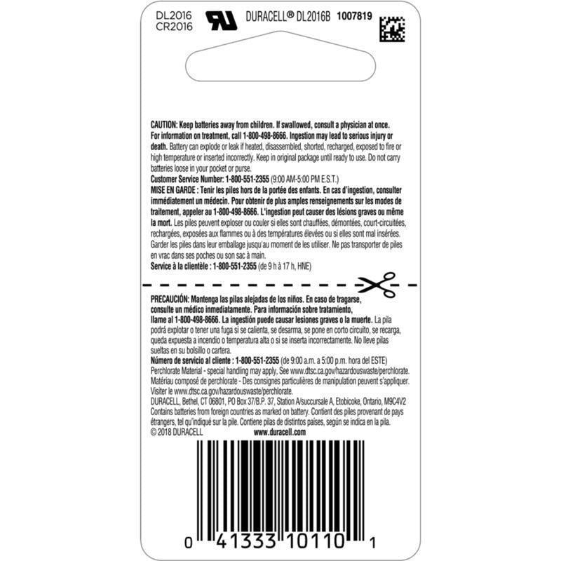 Duracell Lithium Coin 2016 3 V 75 mAh Security and Electronic Battery 1 pk - Case of 6