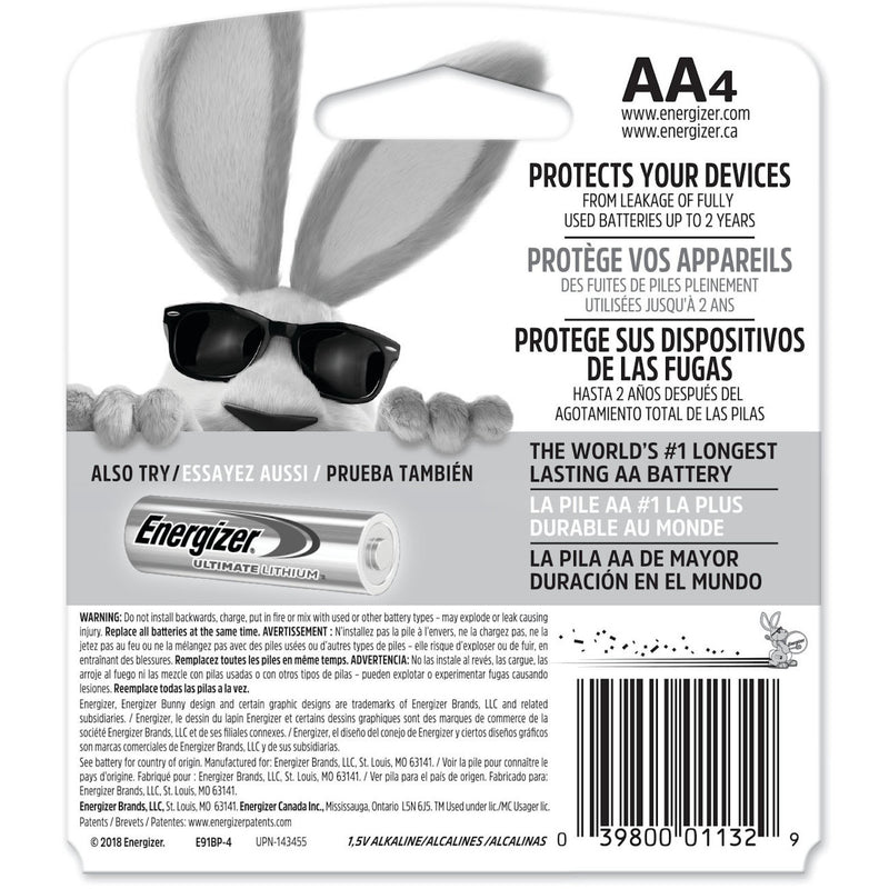 Energizer Max AA Alkaline Batteries 4 pk Carded