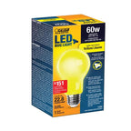 Feit A19 E26 (Medium) LED Bug Light Yellow 60 Watt Equivalence 1 pk