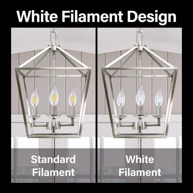 Feit White BA10 E12 (Candelabra) Filament LED Bulb Soft White 60 Watt Equivalence 2 pk