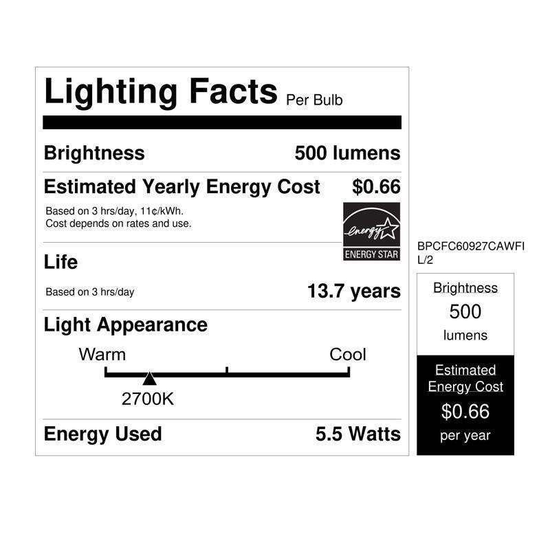 Feit White BA10 E12 (Candelabra) Filament LED Bulb Soft White 60 Watt Equivalence 2 pk