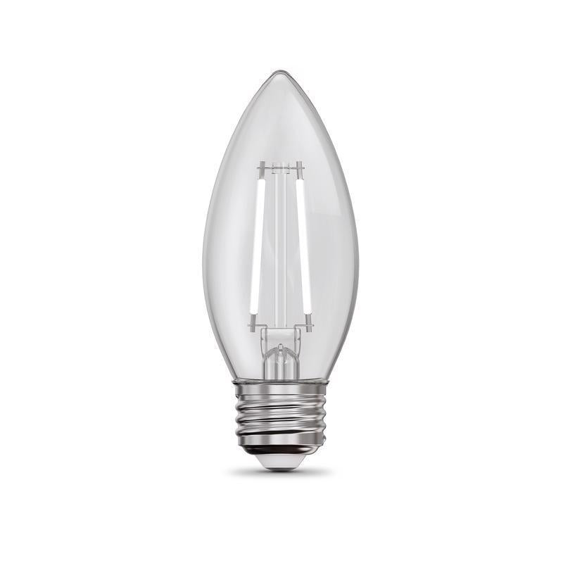 Feit White B10 E26 (Medium) Filament LED Bulb Soft White 40 Watt Equivalence 2 pk