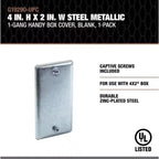 Southwire Rectangle Steel 1 gang Box Cover