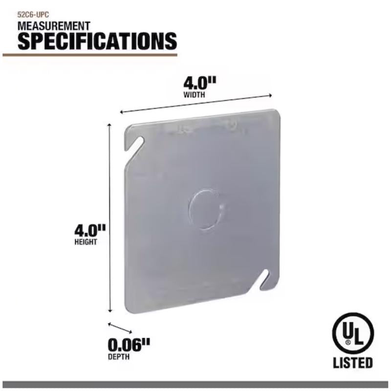 Southwire Square Steel 4 in. H X 4 in. W Box Cover