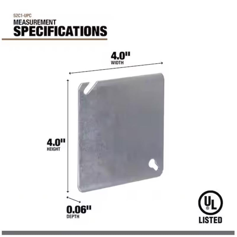 Southwire Square Steel 4 in. H X 4 in. W Box Cover