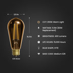 Feit ST19 E26 (Medium) Filament LED Bulb Warm Amber 60 Watt Equivalence 2 pk