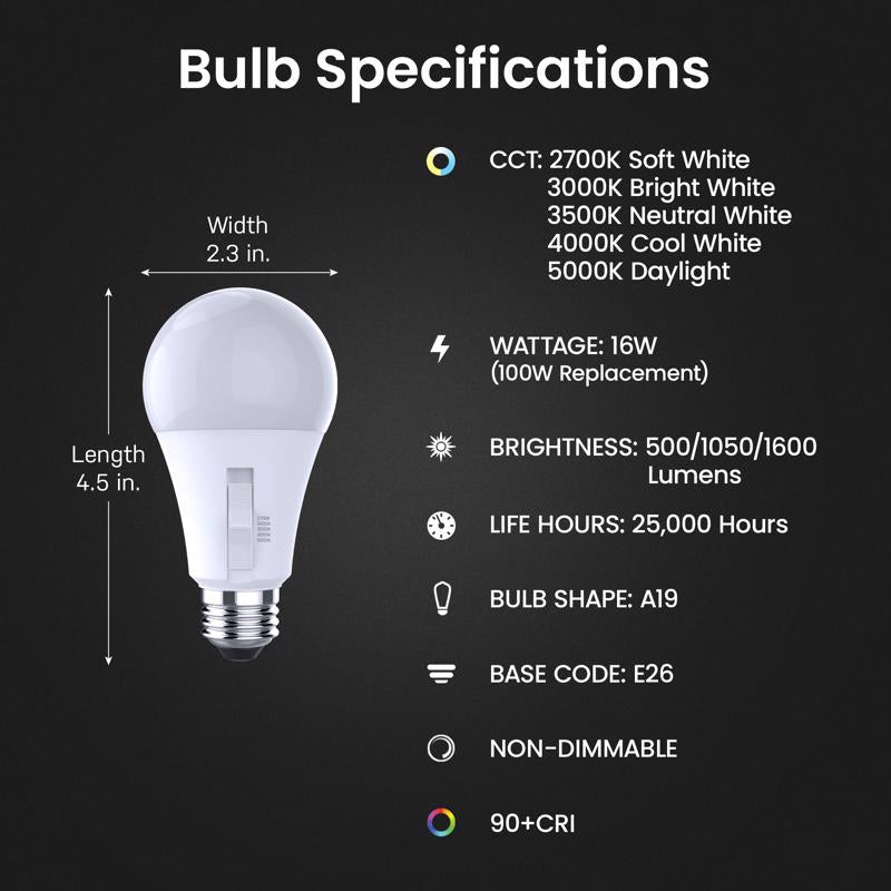 Feit A19 E26 (Medium) LED Bulb Adjustable White 100 Watt Equivalence 1 pk - Case of 30
