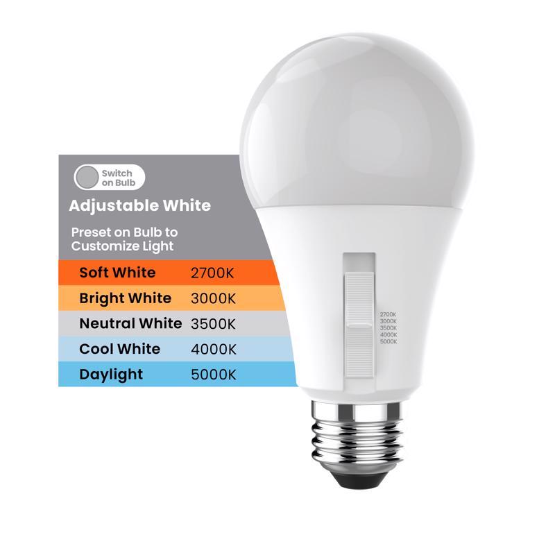Feit A19 E26 (Medium) LED Bulb Adjustable White 50/75/150 Watt Equivalence 1 pk