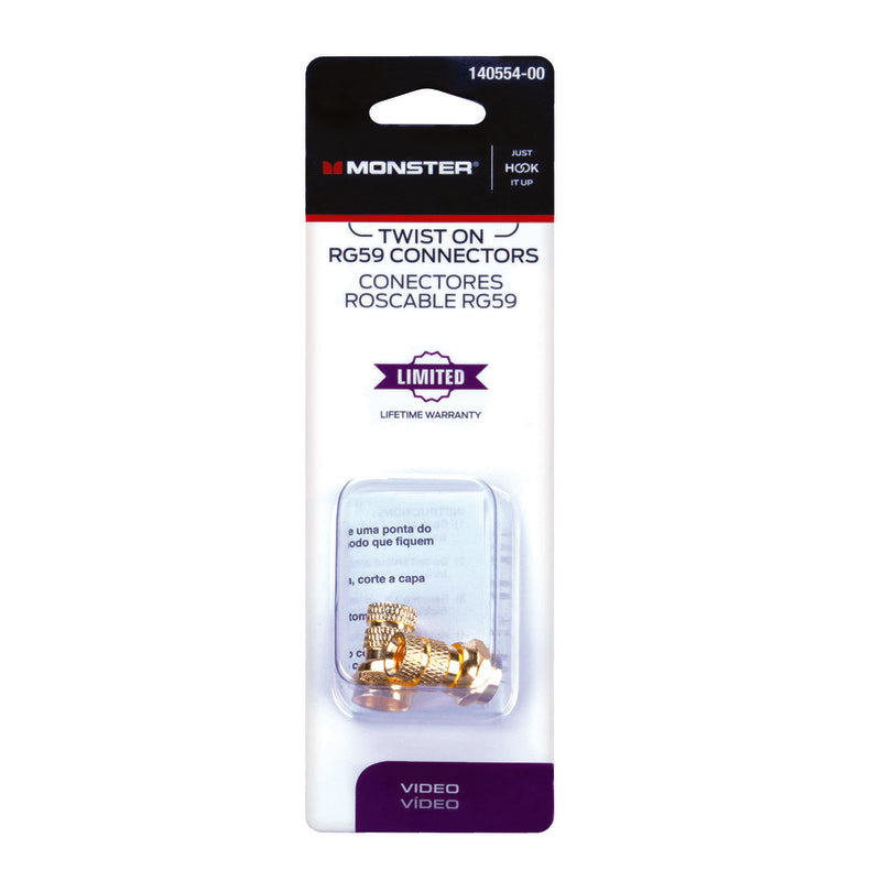 Monster Just Hook It Up Twist-On RG59 Coaxial Connector 2 pk - Case of 6